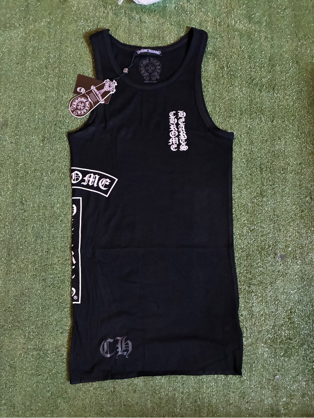 Chrome Hearts Black Tank dress with White Gothic Logos